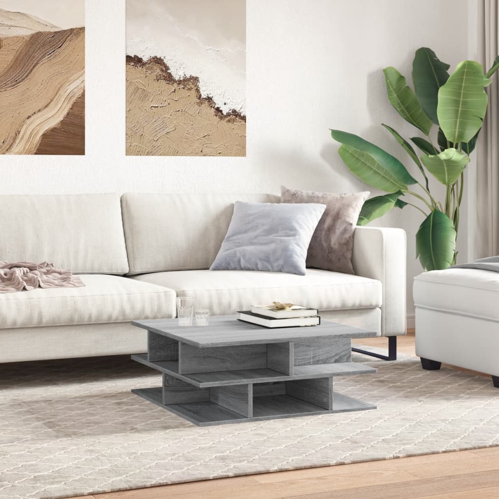 sofabord 70x70x29 cm konstrueret træ grå sonoma-eg