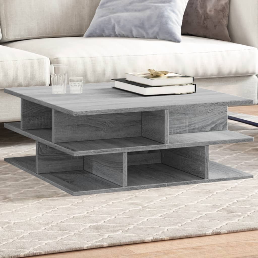 sofabord 70x70x29 cm konstrueret træ grå sonoma-eg