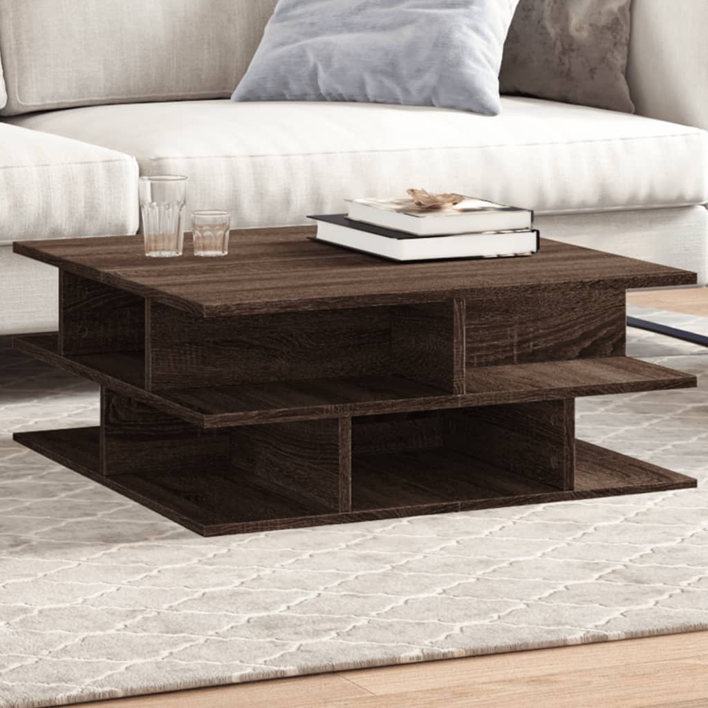 sofabord 70x70x29 cm konstrueret træ brun egetræsfarve