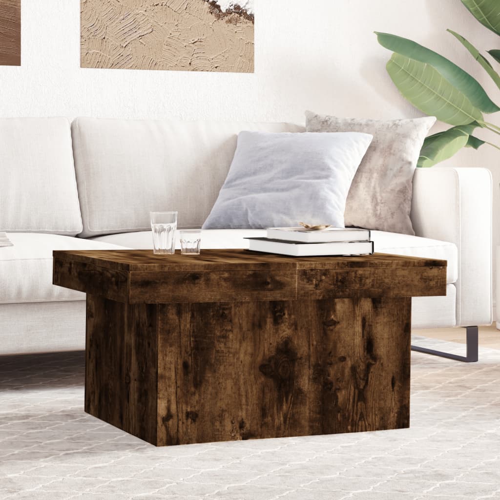sofabord 80x55x40 cm konstrueret træ røget egetræsfarve