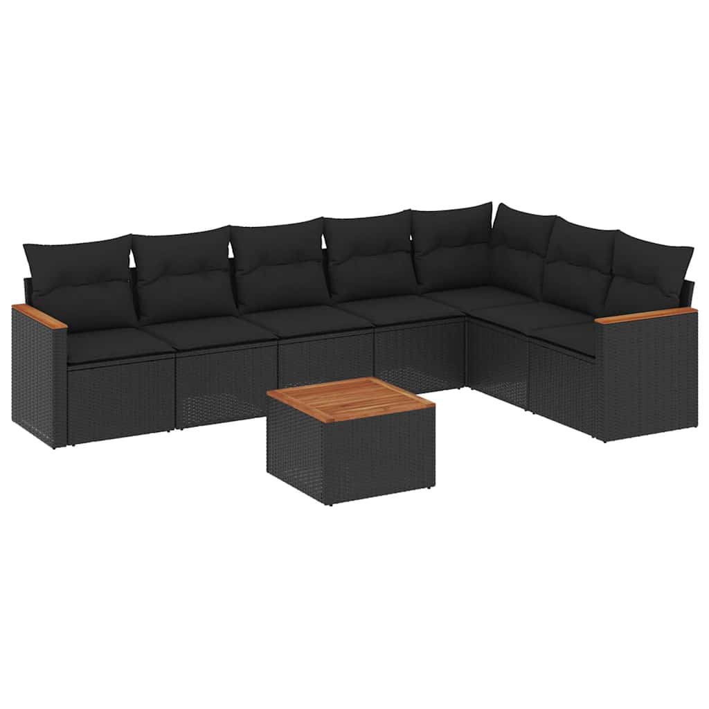 sofasæt til haven 8 dele med hynder polyrattan sort