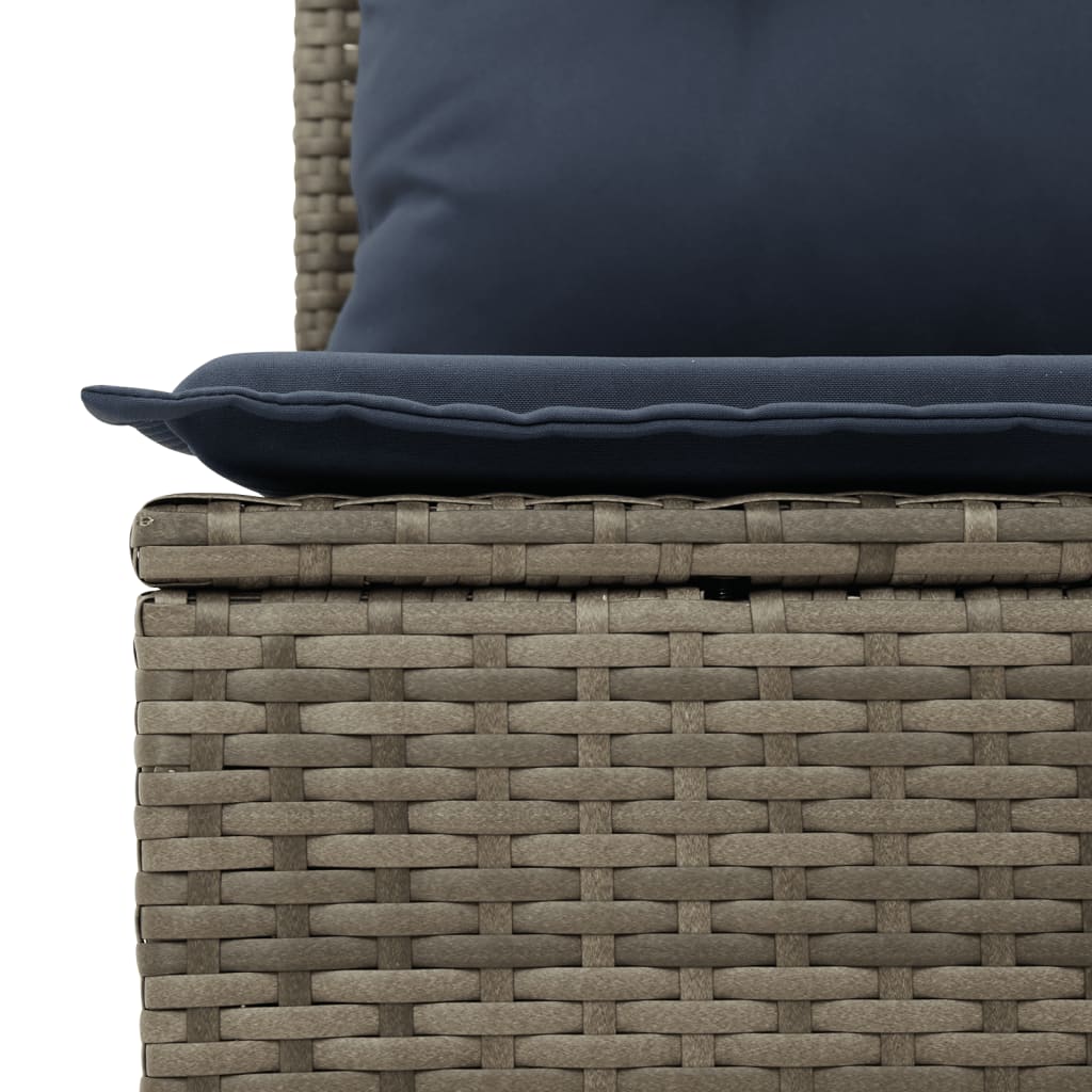 havesofasæt med 9 dele og hynder grå polyrattan