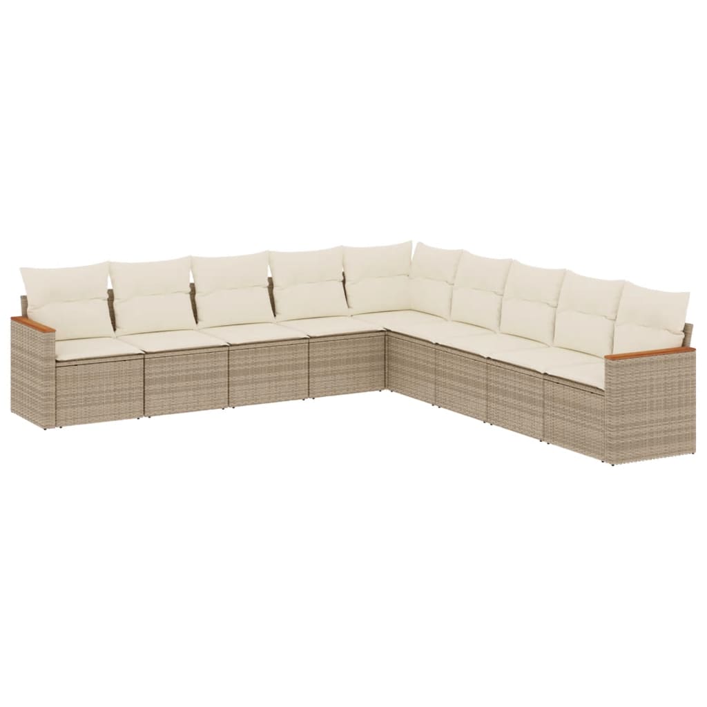 sofasæt til haven 9 dele med hynder polyrattan beige