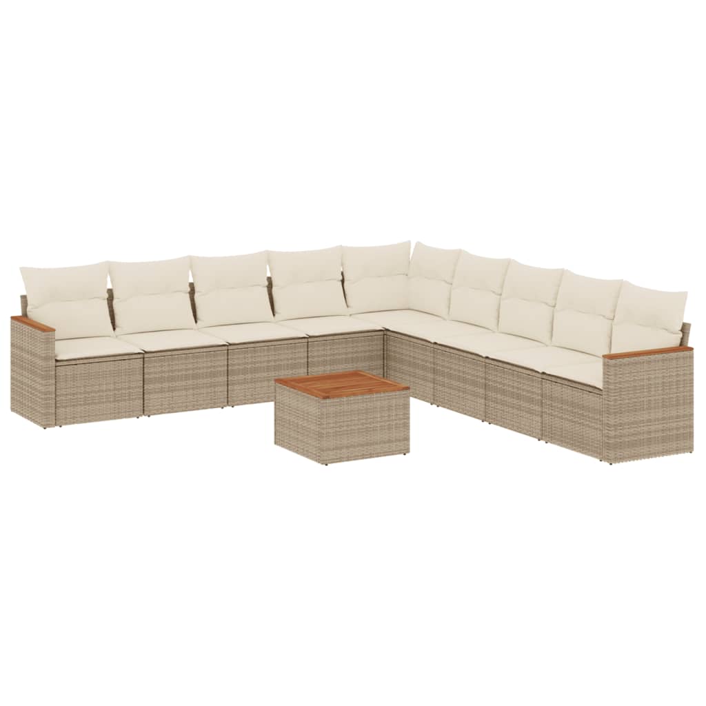 sofasæt til haven 10 dele med hynder polyrattan beige