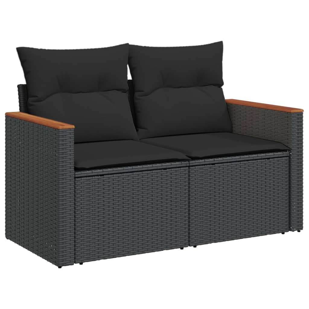 sofasæt til haven 11 dele med hynder polyrattan sort