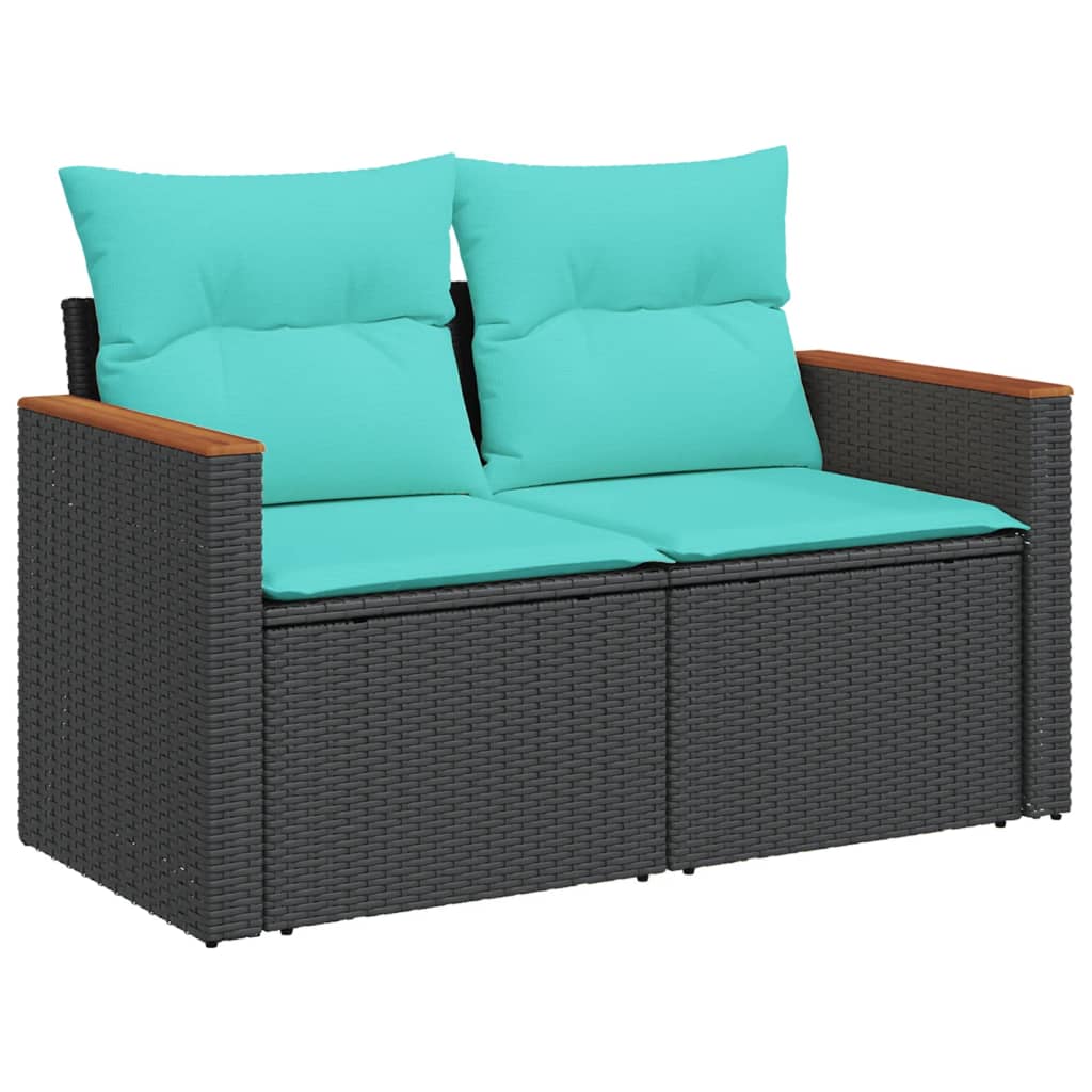 11-delt havesofasæt med hynder sort polyrattan