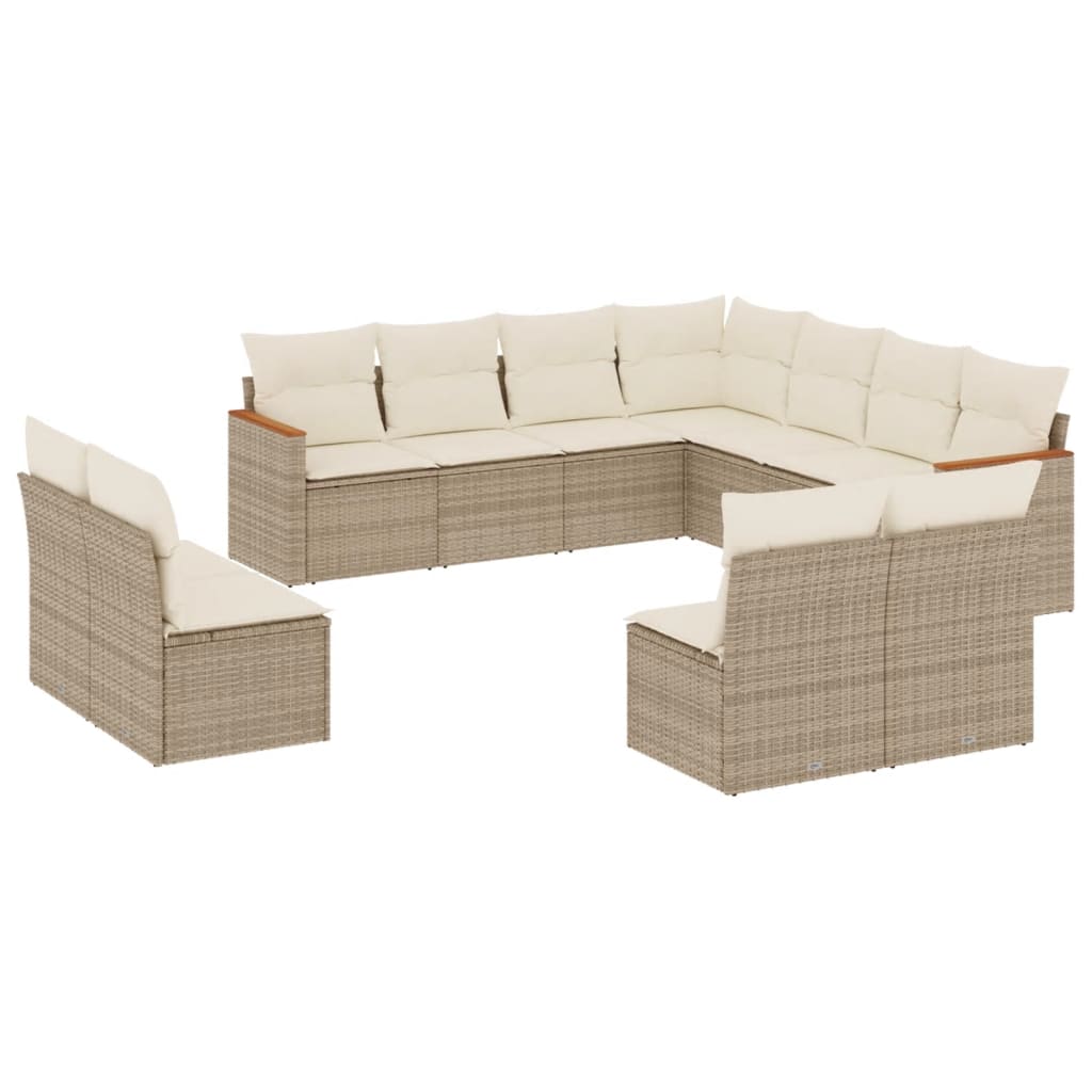 sofasæt til haven 11 dele med hynder polyrattan beige