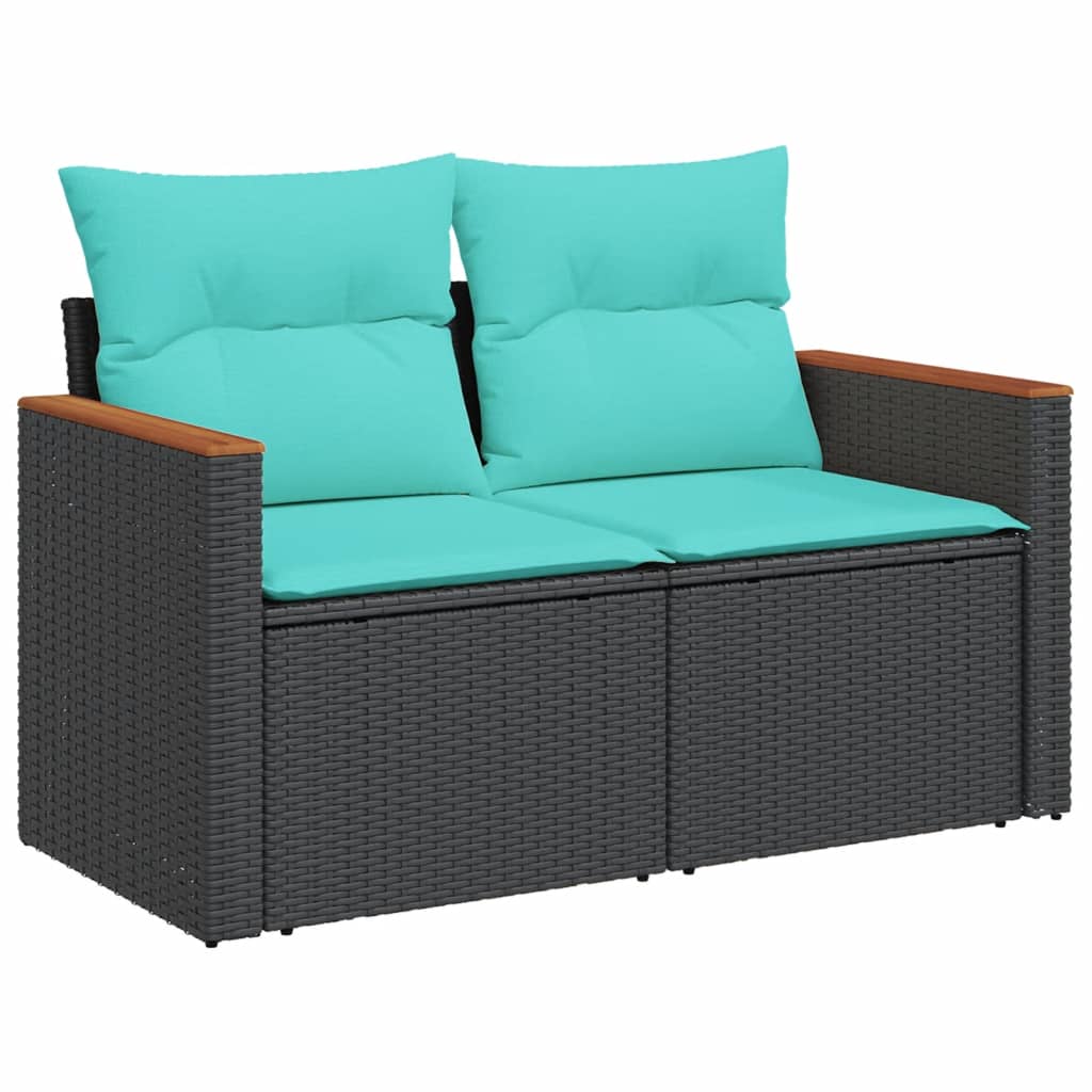 11-delt havesofasæt med hynder sort polyrattan