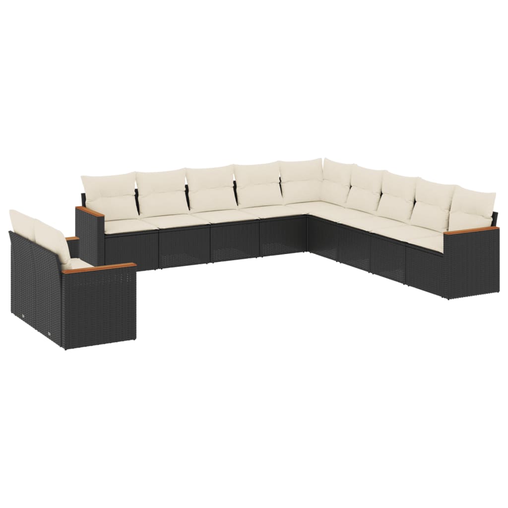sofasæt til haven 11 dele med hynder polyrattan sort