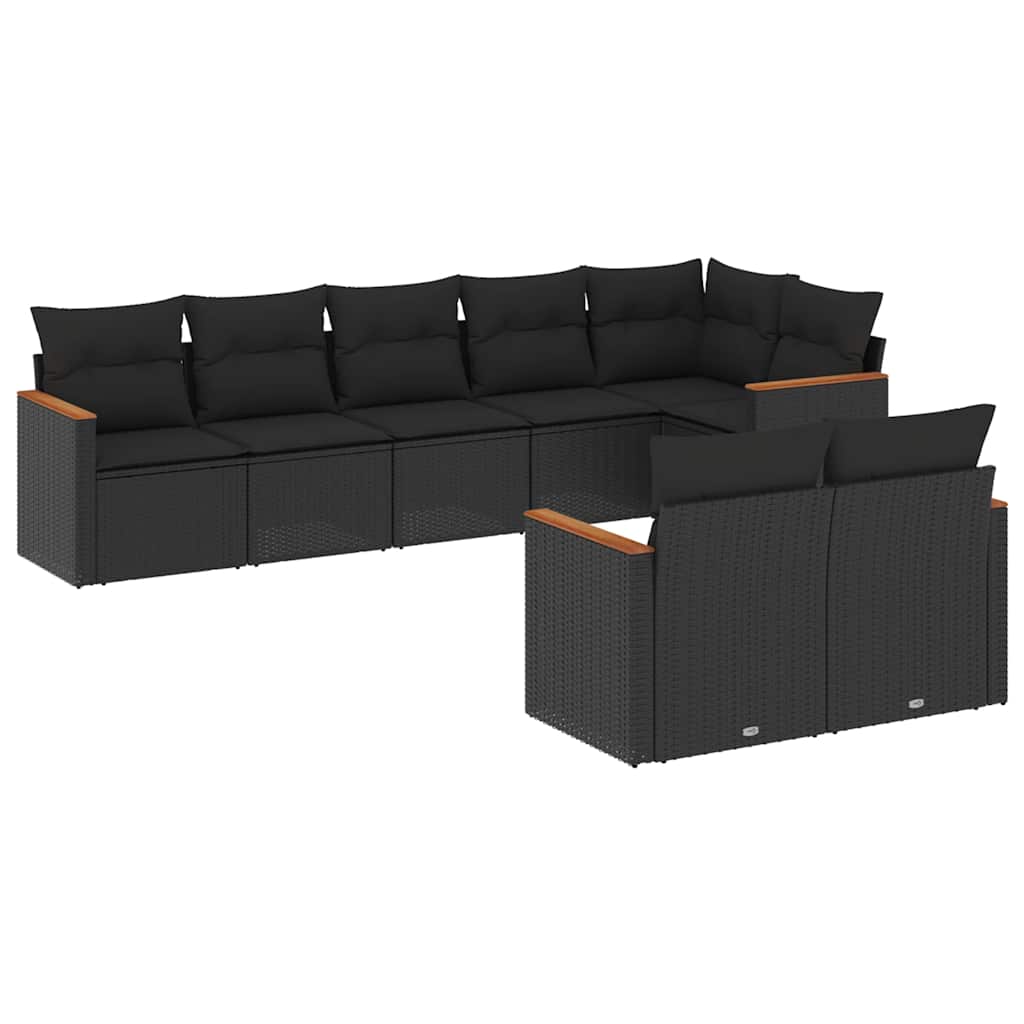 sofasæt til haven 8 dele med hynder polyrattan sort