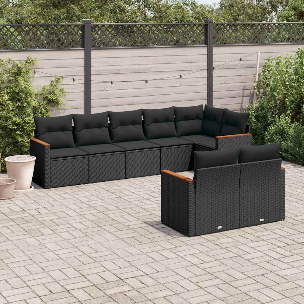 sofasæt til haven 8 dele med hynder polyrattan sort