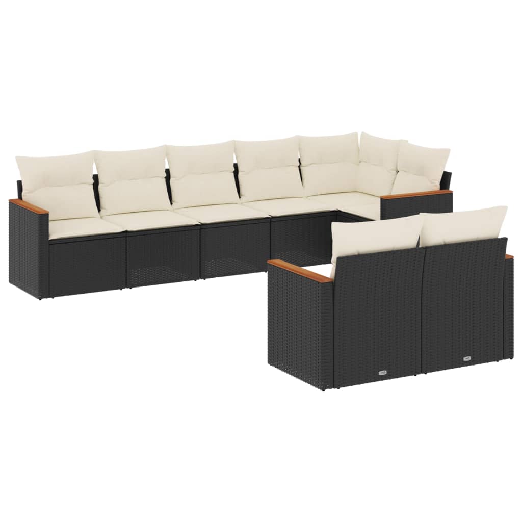 sofasæt til haven 8 dele med hynder polyrattan sort