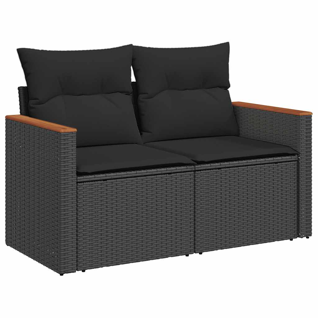 sofasæt til haven 9 dele med hynder polyrattan sort