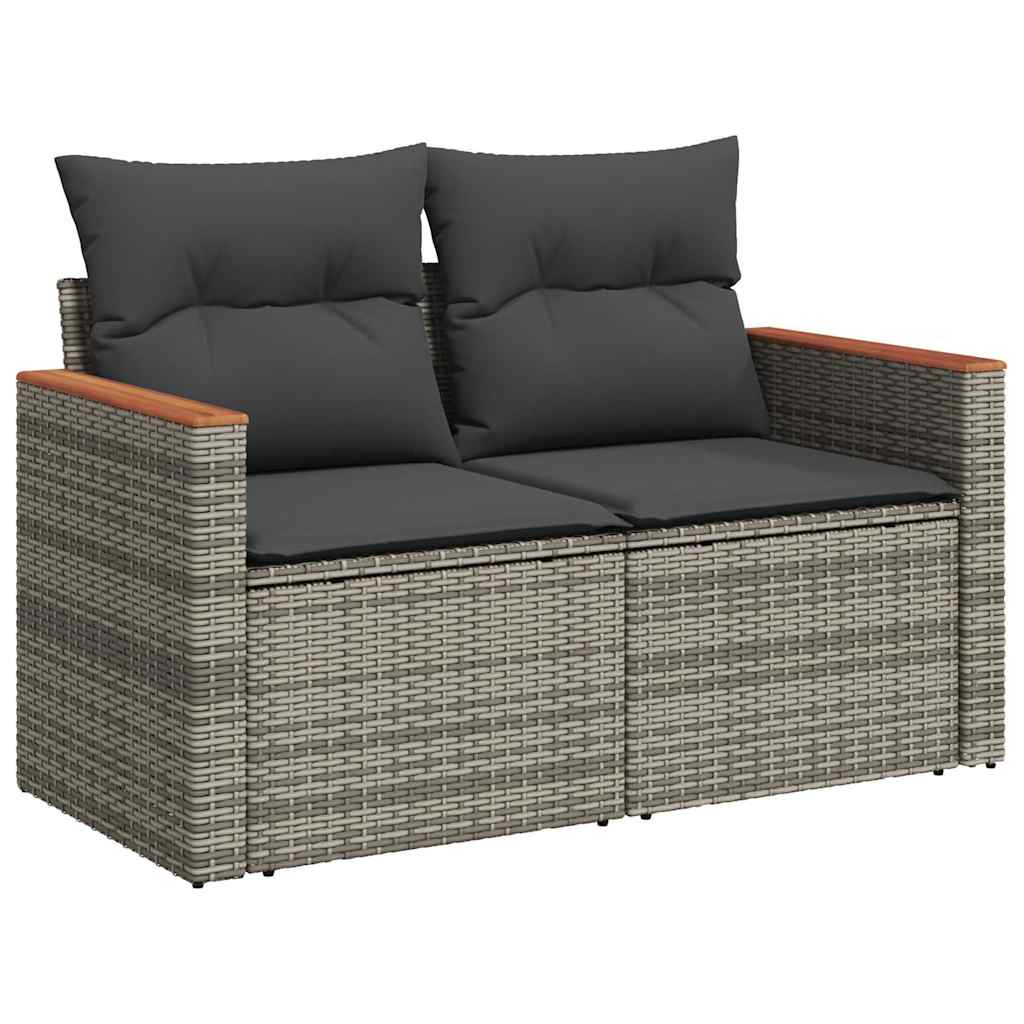 sofasæt til haven 9 dele med hynder polyrattan grå