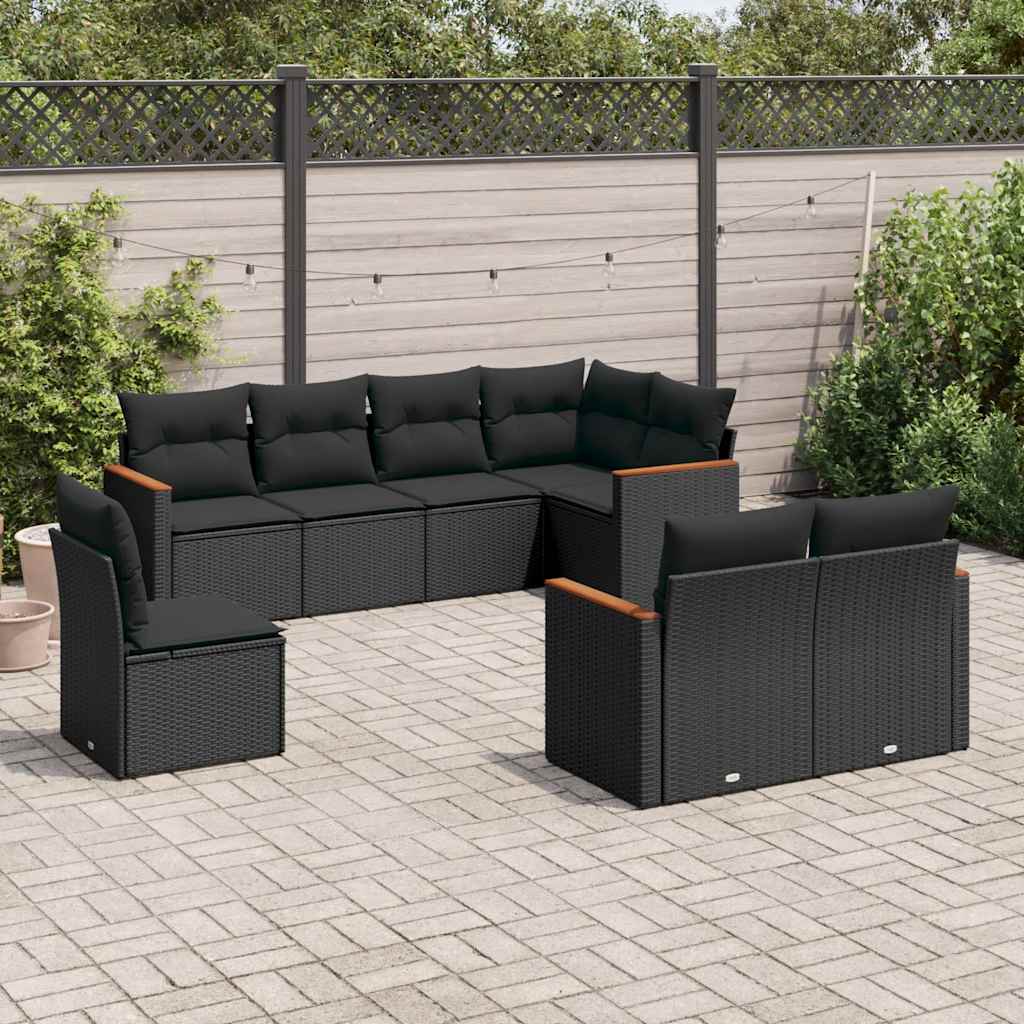 sofasæt til haven 8 dele med hynder polyrattan sort