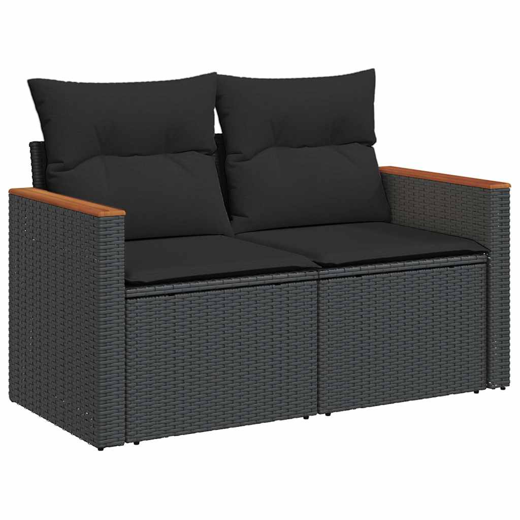 sofasæt til haven 9 dele med hynder polyrattan sort
