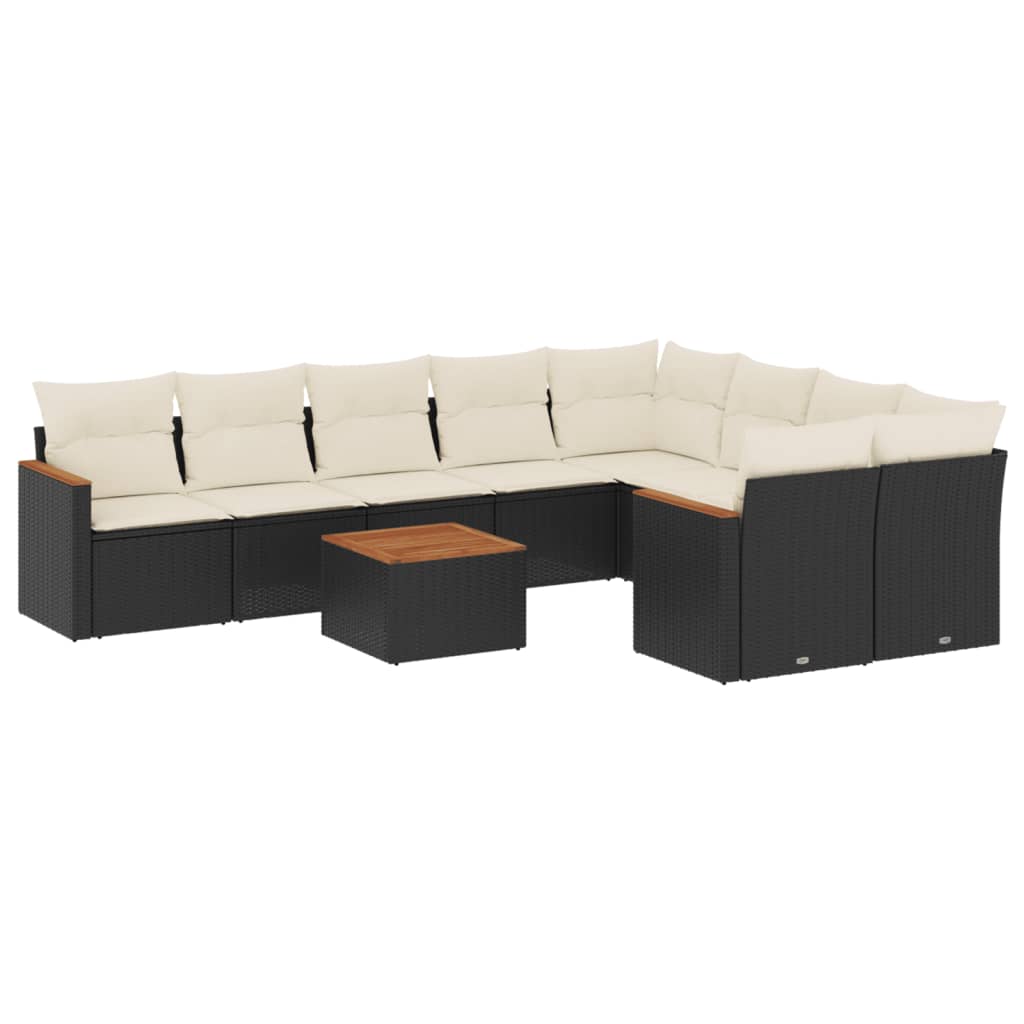 sofasæt til haven 10 dele med hynder polyrattan sort
