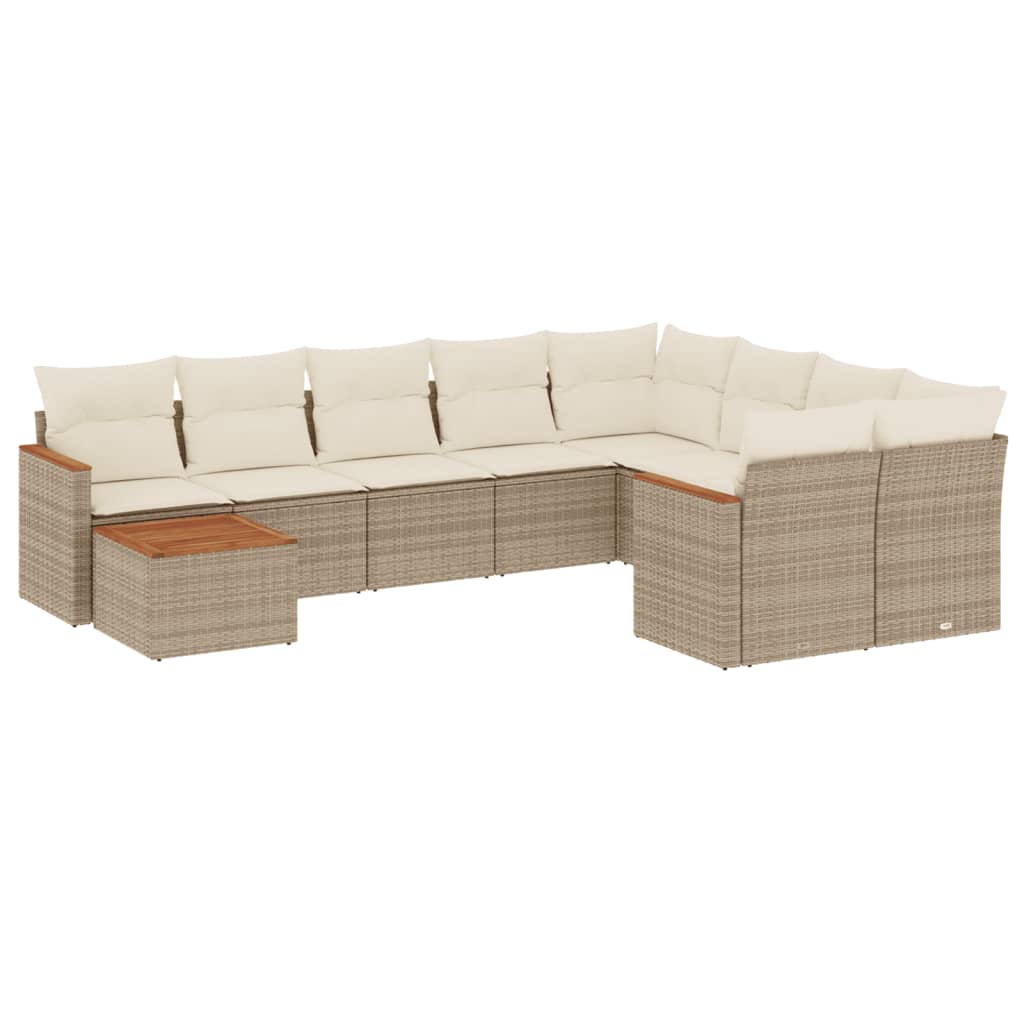 sofasæt til haven 10 dele med hynder polyrattan beige