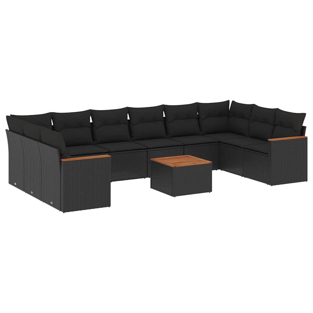 sofasæt til haven 11 dele med hynder polyrattan sort