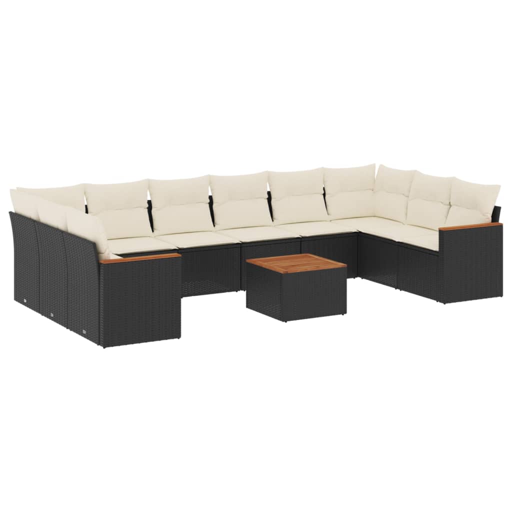 sofasæt til haven 11 dele med hynder polyrattan sort