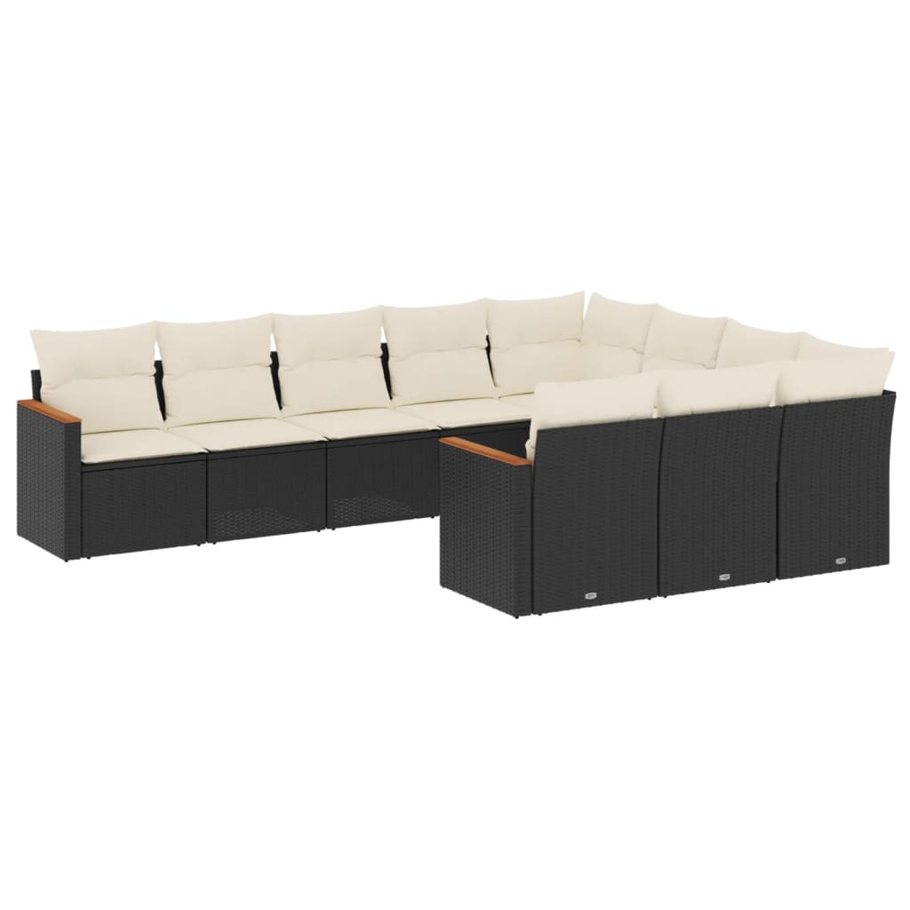 sofasæt til haven 10 dele med hynder polyrattan sort