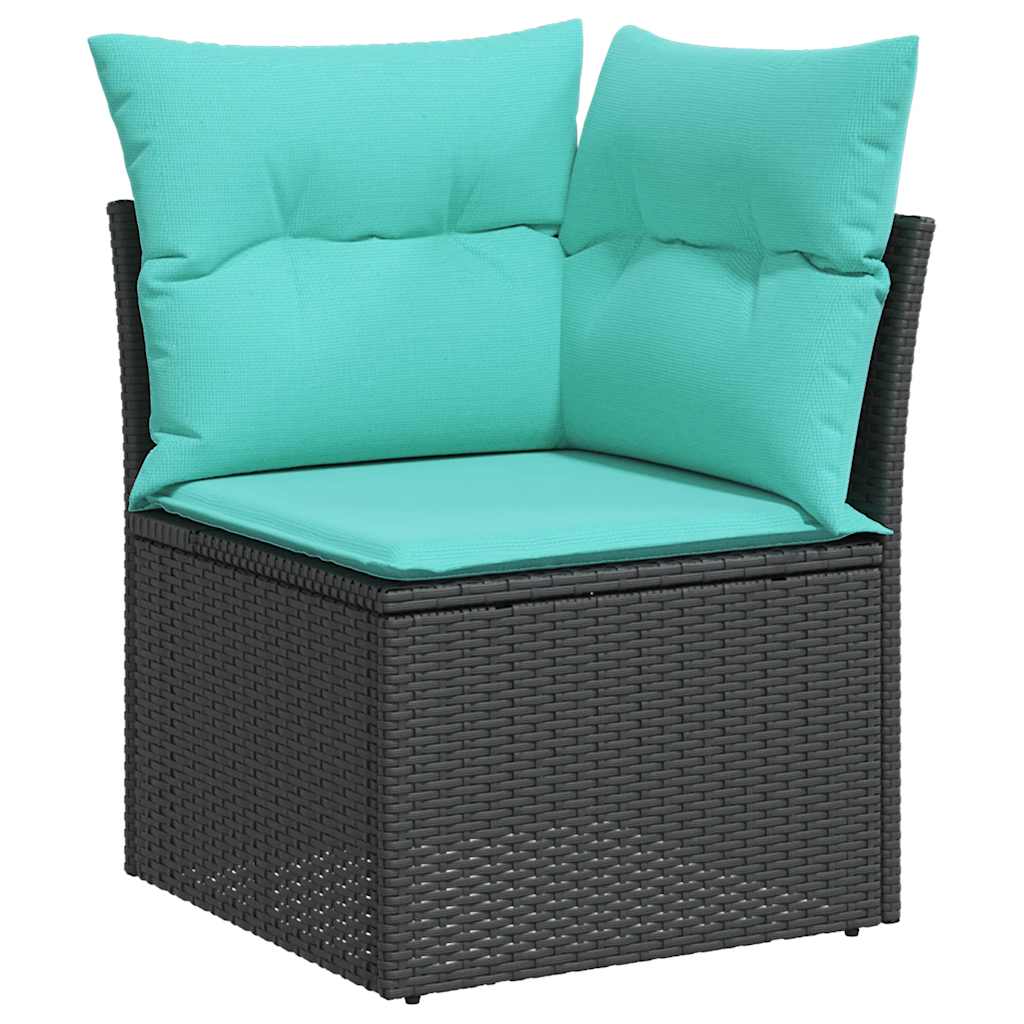 11-delt havesofasæt med hynder sort polyrattan