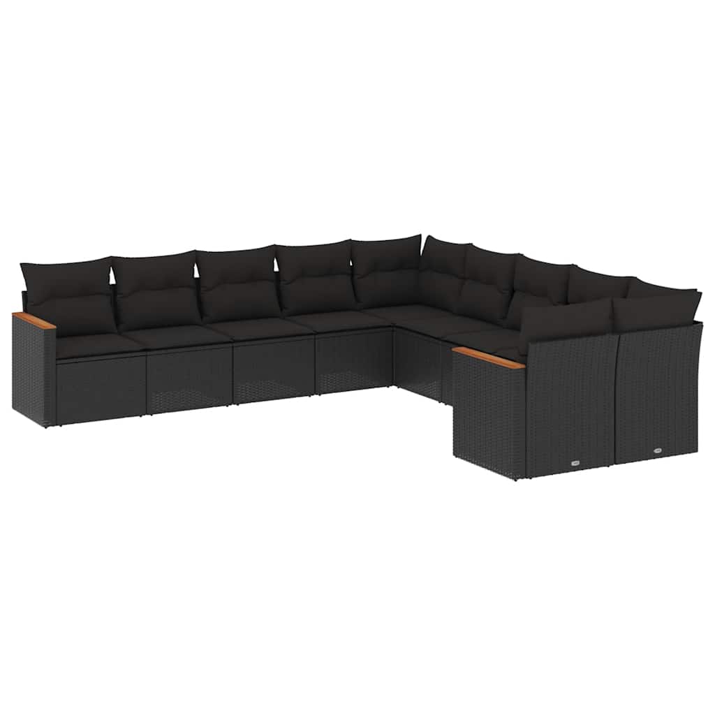sofasæt til haven 10 dele med hynder polyrattan sort