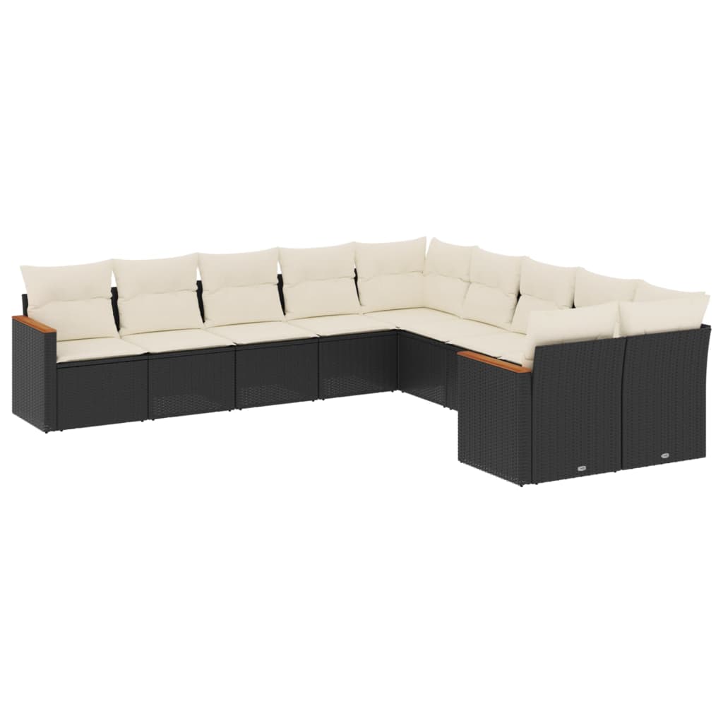 sofasæt til haven 10 dele med hynder polyrattan sort