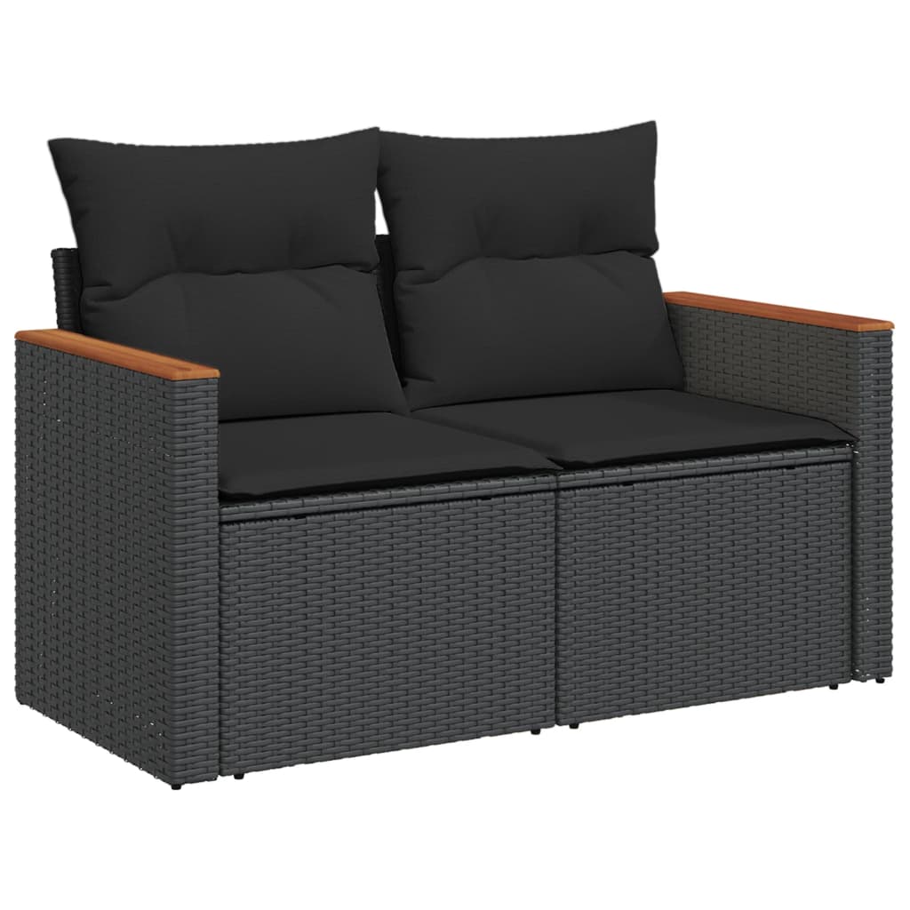 sofasæt til haven 11 dele med hynder polyrattan sort