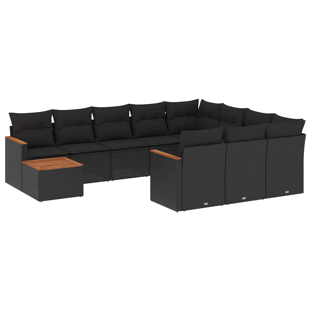 sofasæt til haven 11 dele med hynder polyrattan sort