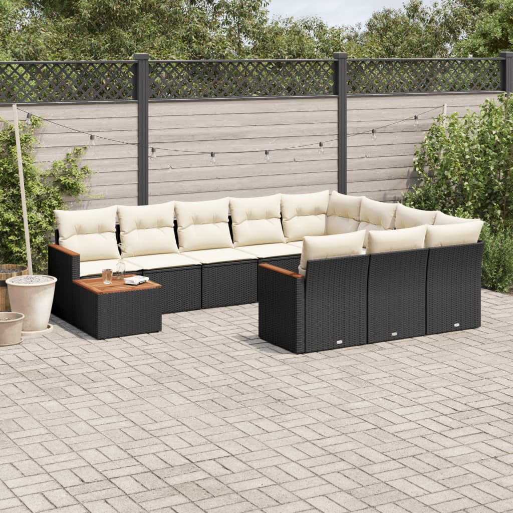 sofasæt til haven 11 dele med hynder polyrattan sort