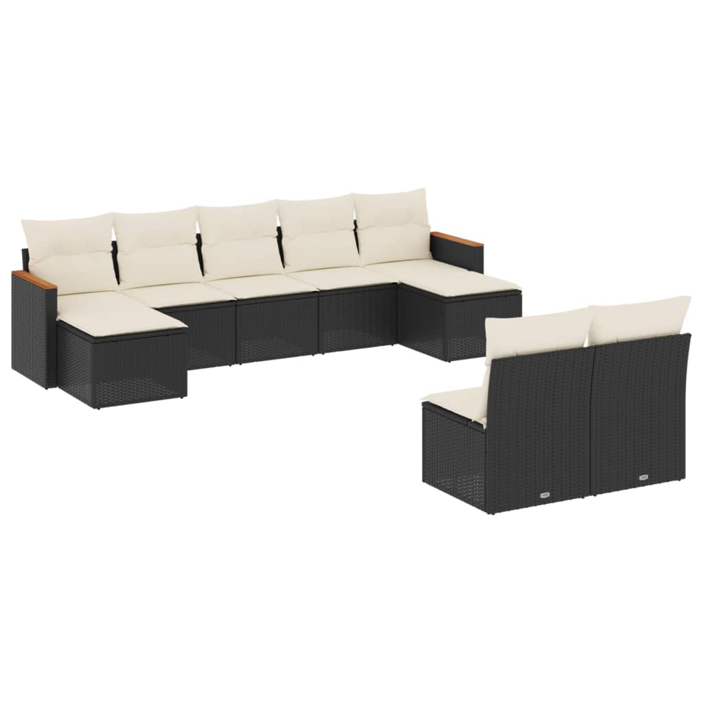 sofasæt til haven 9 dele med hynder polyrattan sort