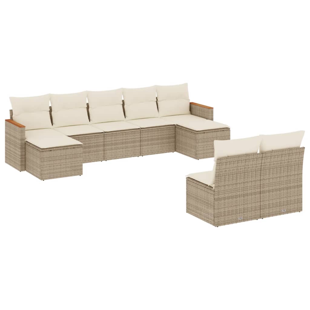 sofasæt til haven 9 dele med hynder polyrattan beige