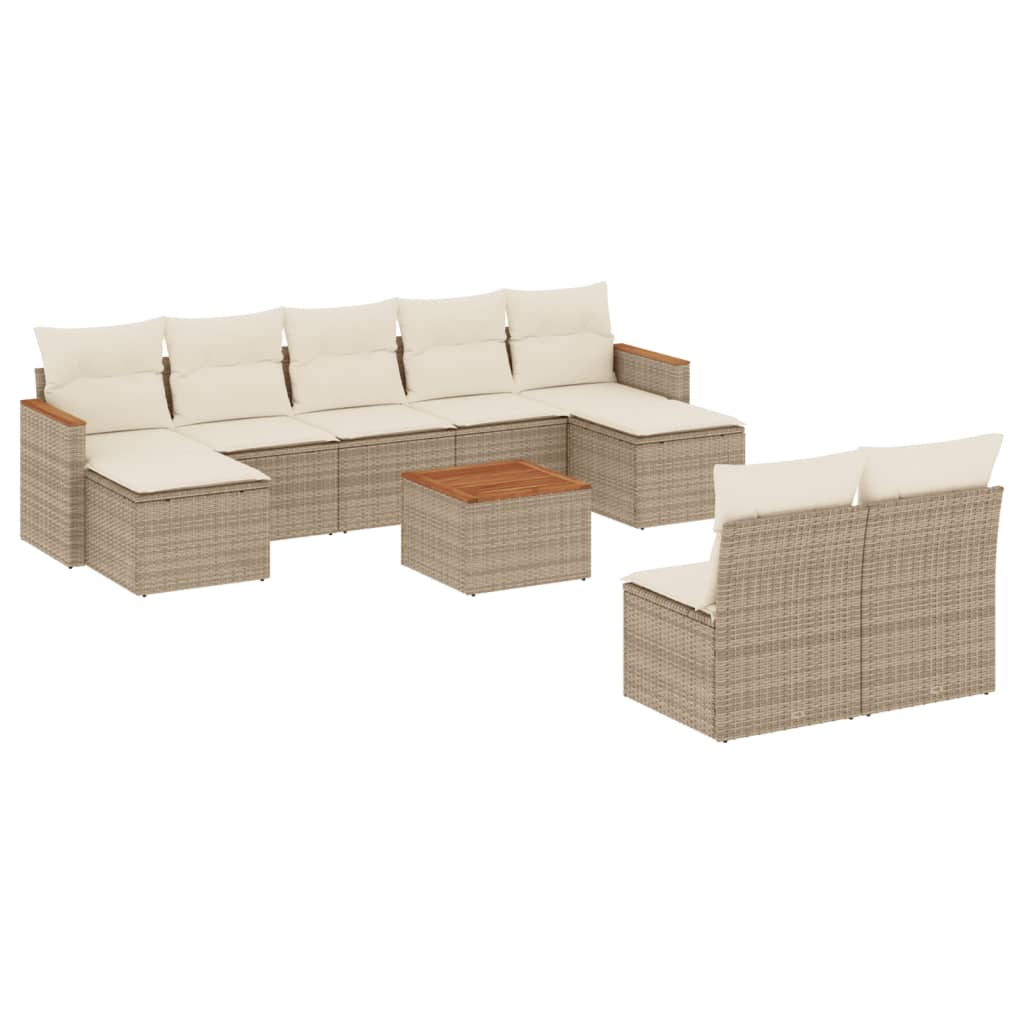 sofasæt til haven 10 dele med hynder polyrattan beige