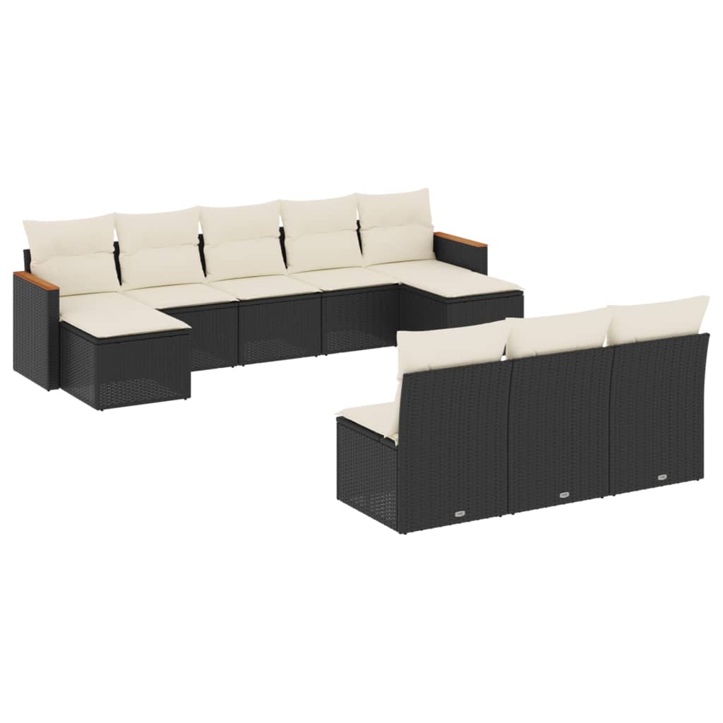 sofasæt til haven 10 dele med hynder polyrattan sort