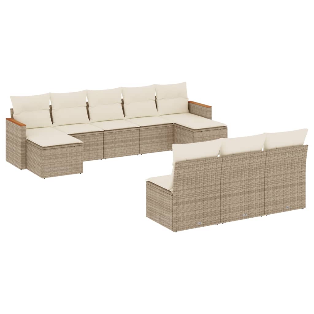 sofasæt til haven 10 dele med hynder polyrattan beige