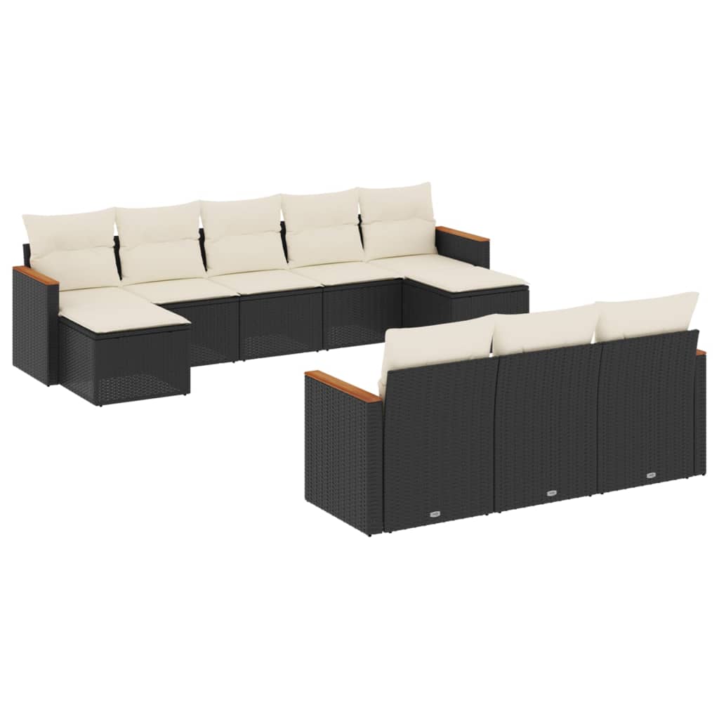 sofasæt til haven 10 dele med hynder polyrattan sort