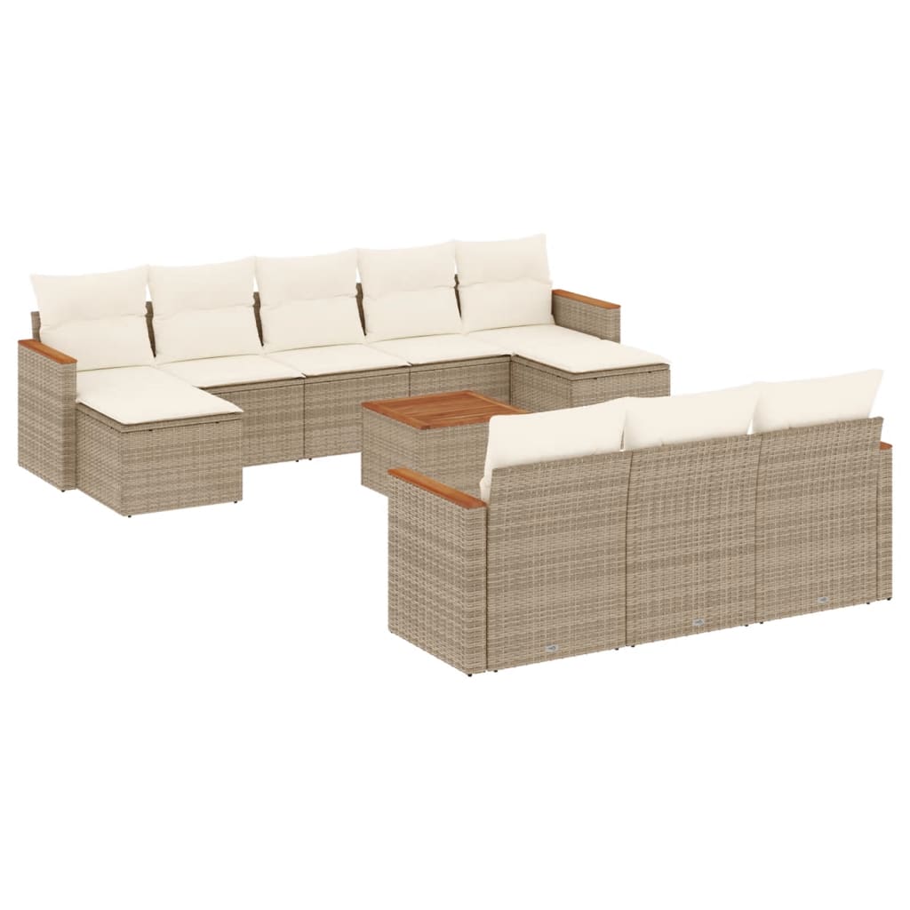 sofasæt til haven 11 dele med hynder polyrattan beige