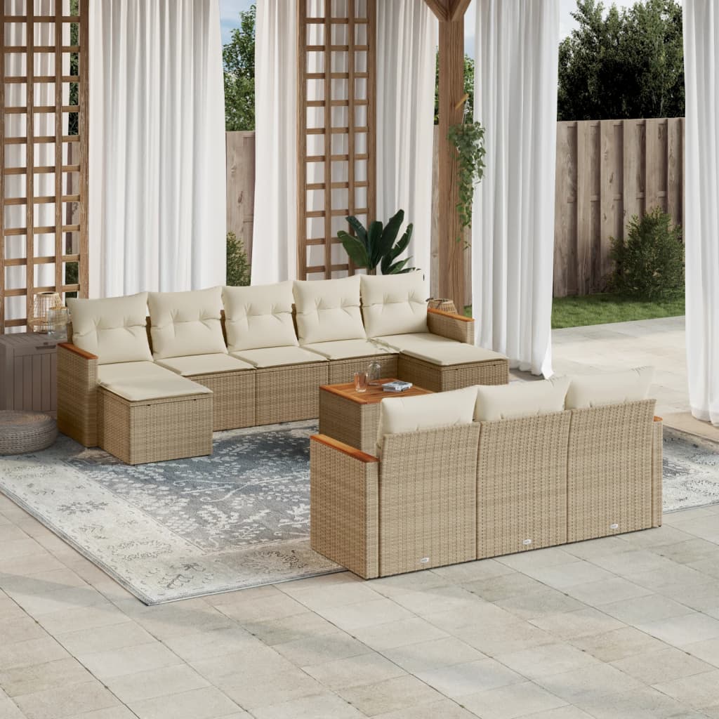 sofasæt til haven 11 dele med hynder polyrattan beige