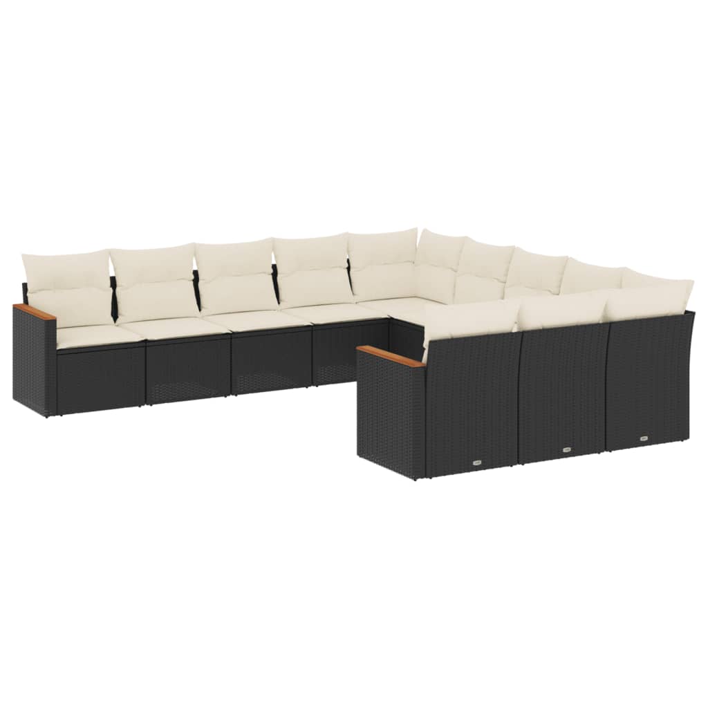 sofasæt til haven 11 dele med hynder polyrattan sort