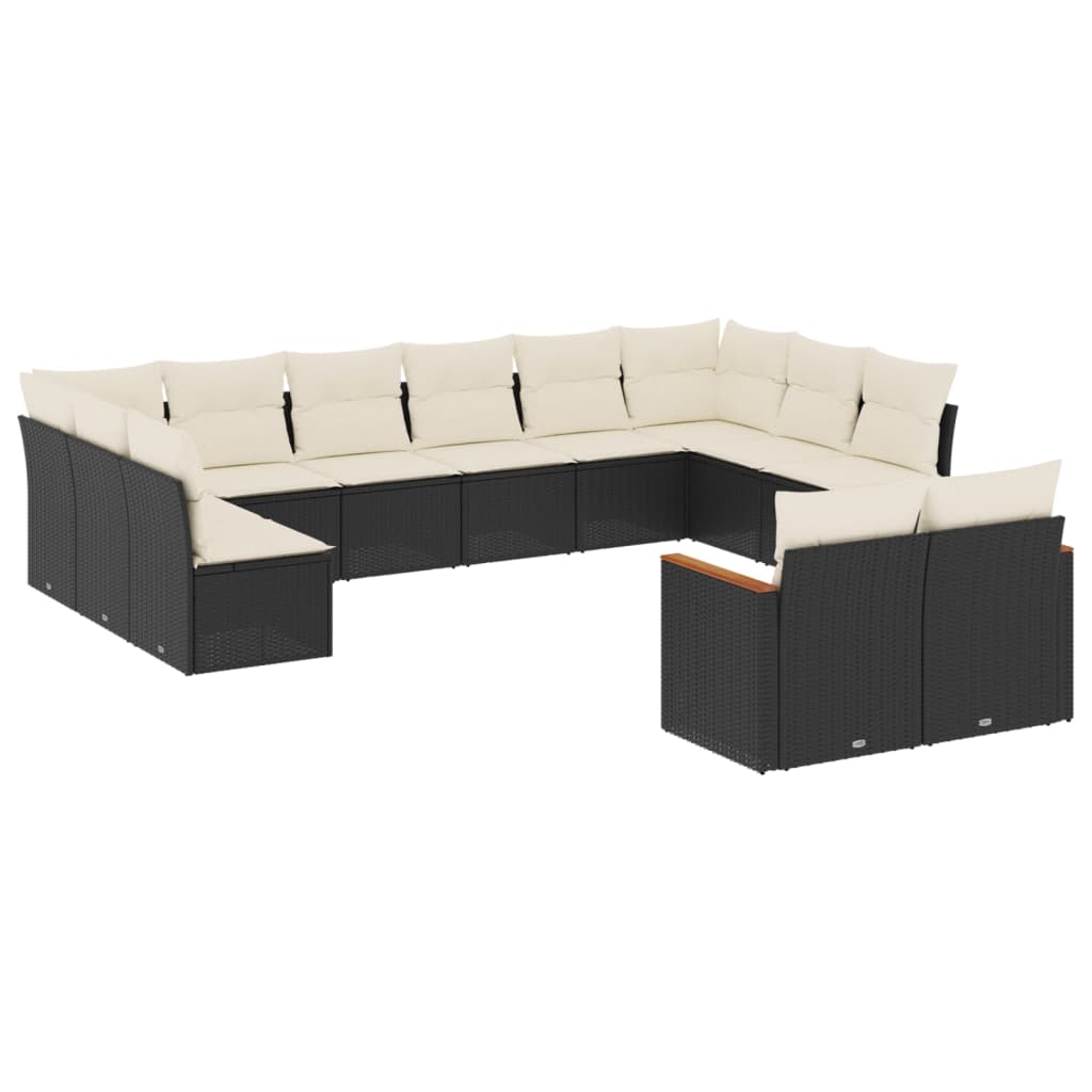 sofasæt til haven 12 dele med hynder polyrattan sort