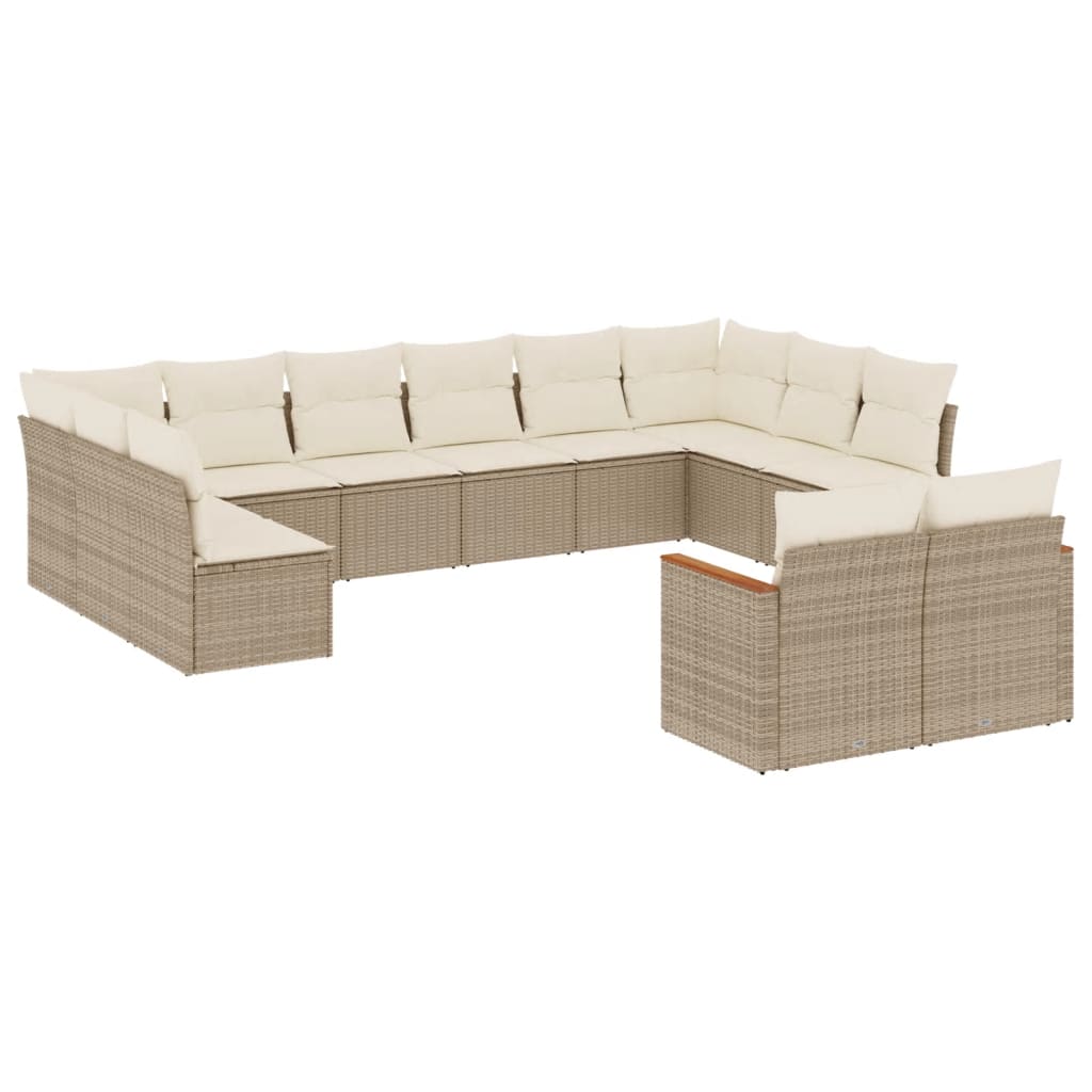 sofasæt til haven 12 dele med hynder polyrattan beige