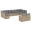 havesofasæt 12 dele med hynder polyrattan beige