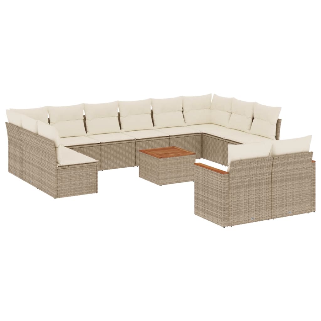 sofasæt til haven 13 dele med hynder polyrattan beige