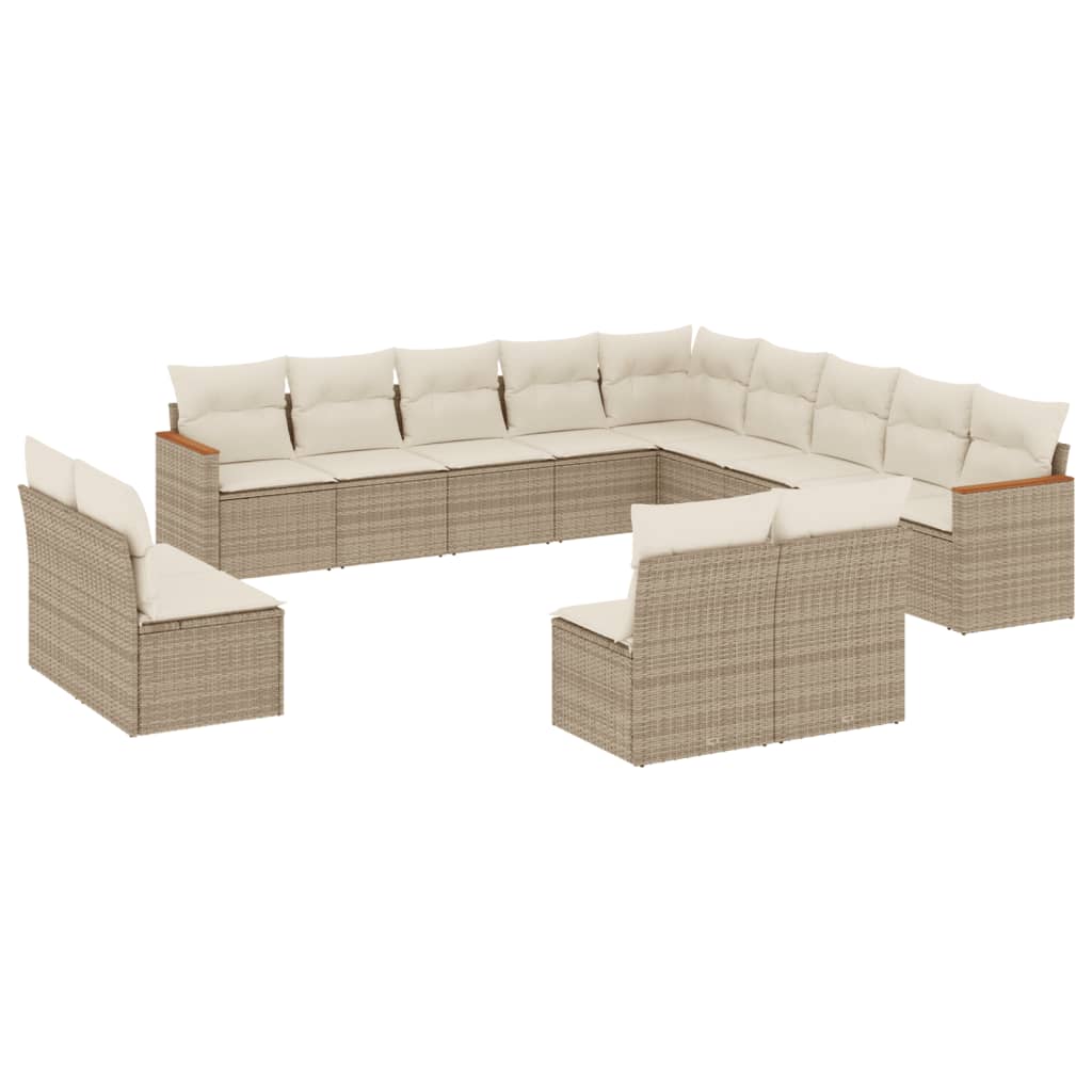 sofasæt til haven 13 dele med hynder polyrattan beige