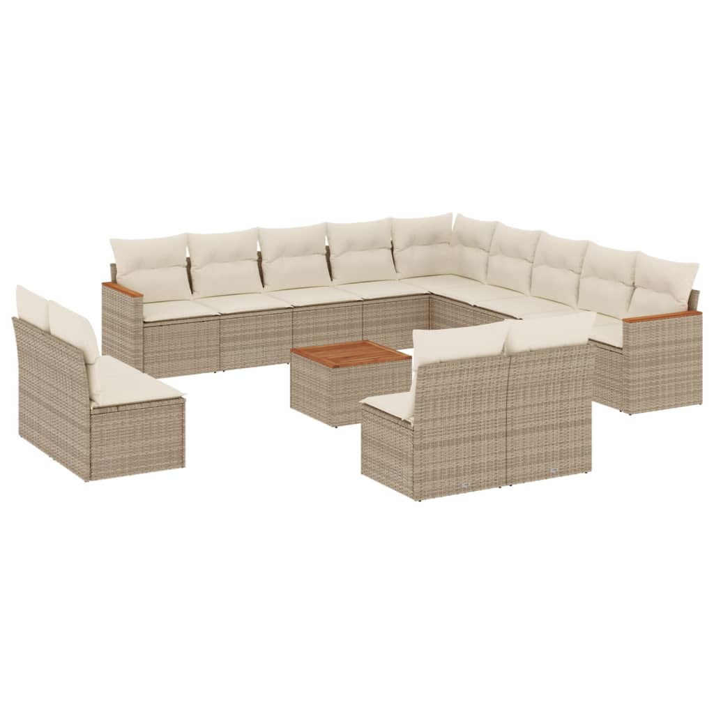 sofasæt til haven 14 dele med hynder polyrattan beige