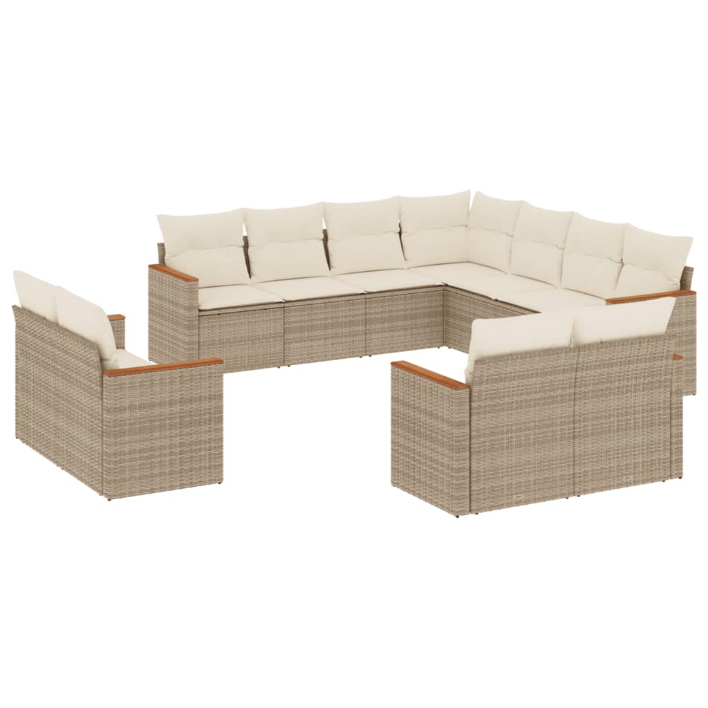 sofasæt til haven 11 dele med hynder polyrattan beige