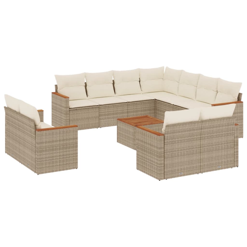 sofasæt til haven 12 dele med hynder polyrattan beige