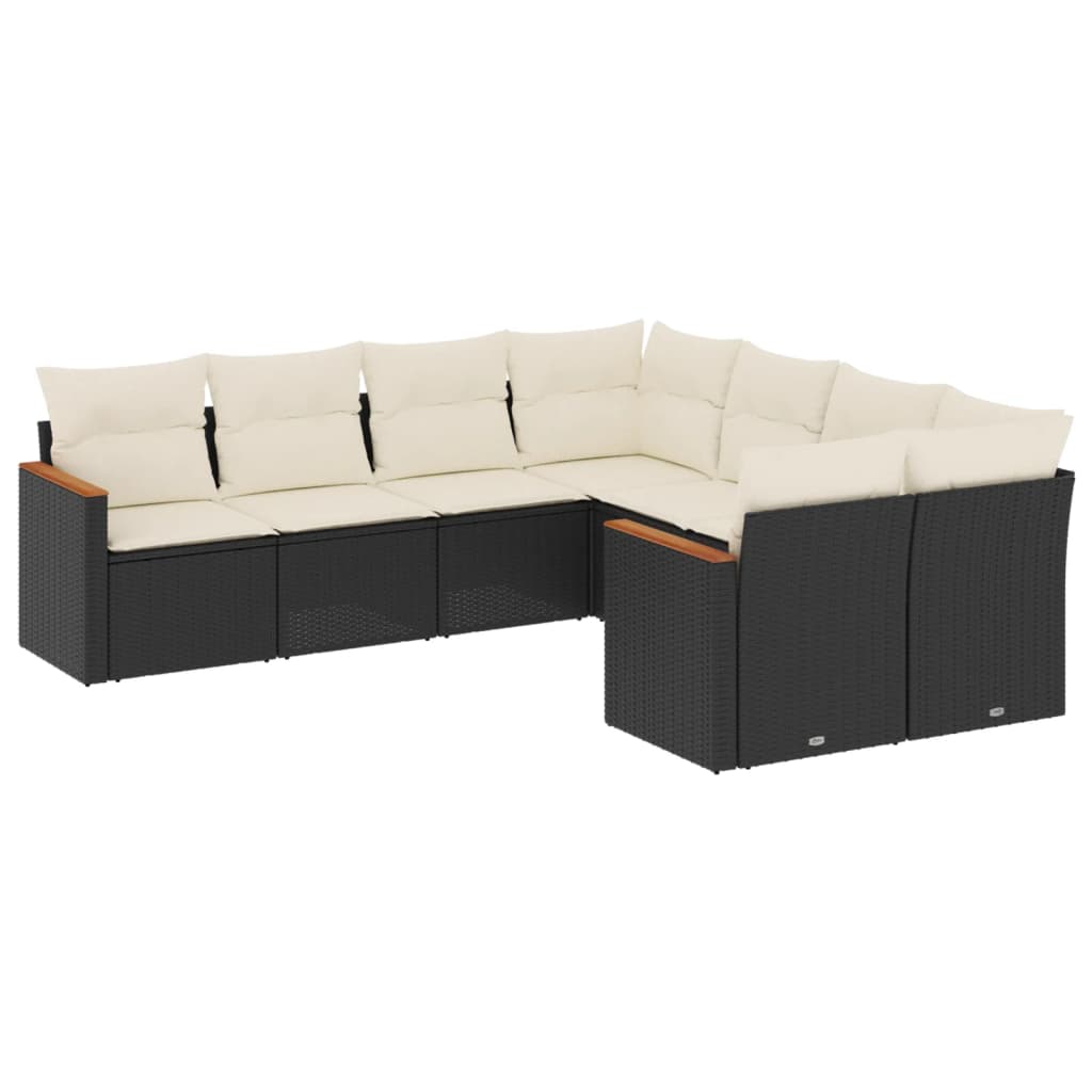 sofasæt til haven 8 dele med hynder polyrattan sort
