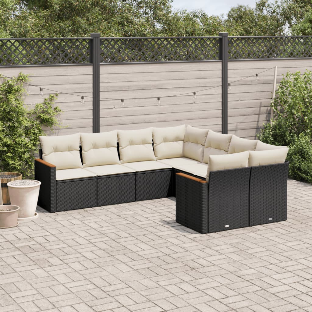 sofasæt til haven 8 dele med hynder polyrattan sort